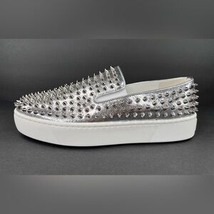 Christian Louboutin Spikeboat Metallic Leather Spikes Men Sneakers EU 45 - US 12